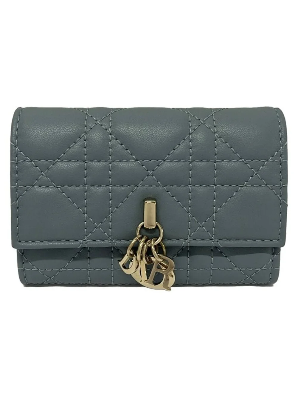 Dior Coin Case My Glycine Wallet Blue Gray Leather